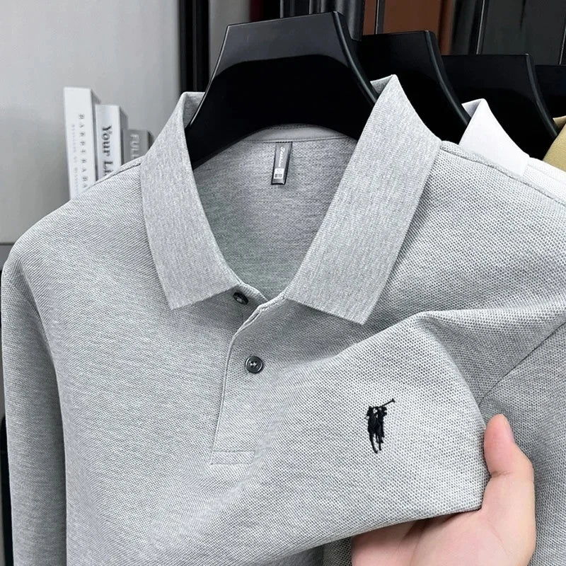 High End Brand Embroidered Long Sleeved Polo Shirt Autumn 100% Cotton Fashion Casual Men'S Luxury Golf Long Sleeved T-Shirt Top