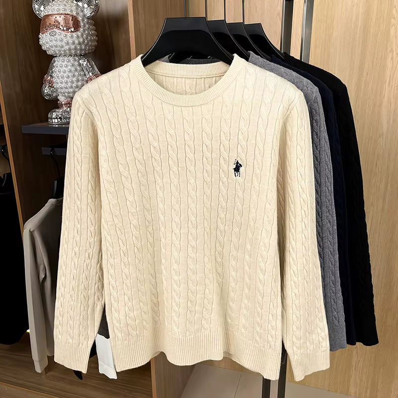 Luxury Pony Embroidery Designer Brand Sweater Men'S New Fashion Unique Jacquard Comfort Paul Casual Knitted round Neck Pullover
