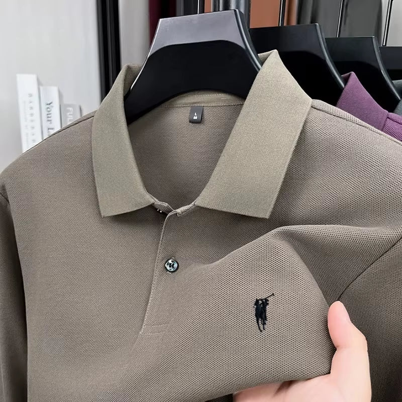 High End Brand Embroidered Long Sleeved Polo Shirt Autumn 100% Cotton Fashion Casual Men'S Luxury Golf Long Sleeved T-Shirt Top
