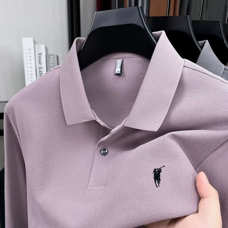 High End Brand Embroidered Long Sleeved Polo Shirt Autumn 100% Cotton Fashion Casual Men'S Luxury Golf Long Sleeved T-Shirt Top