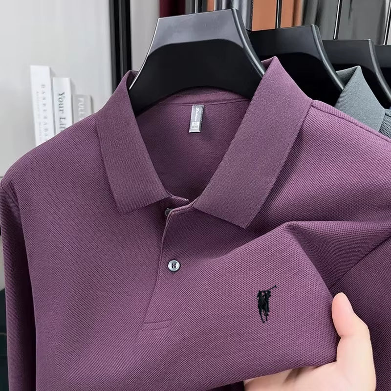 High End Brand Embroidered Long Sleeved Polo Shirt Autumn 100% Cotton Fashion Casual Men'S Luxury Golf Long Sleeved T-Shirt Top