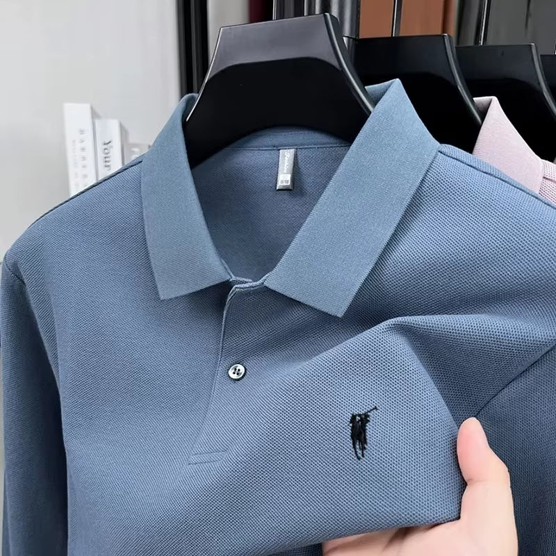 High End Brand Embroidered Long Sleeved Polo Shirt Autumn 100% Cotton Fashion Casual Men'S Luxury Golf Long Sleeved T-Shirt Top