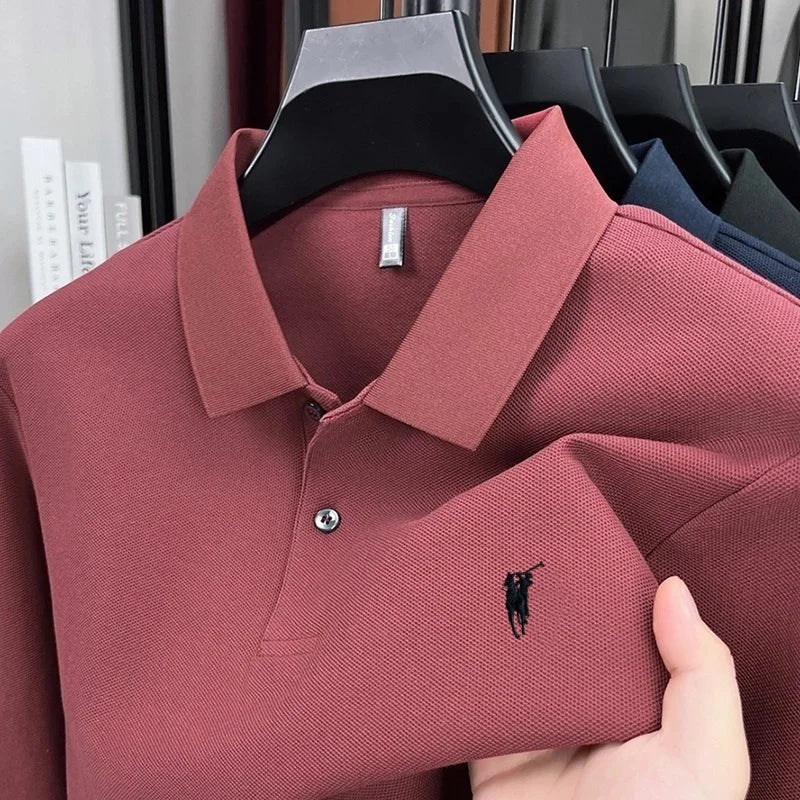 High End Brand Embroidered Long Sleeved Polo Shirt Autumn 100% Cotton Fashion Casual Men'S Luxury Golf Long Sleeved T-Shirt Top